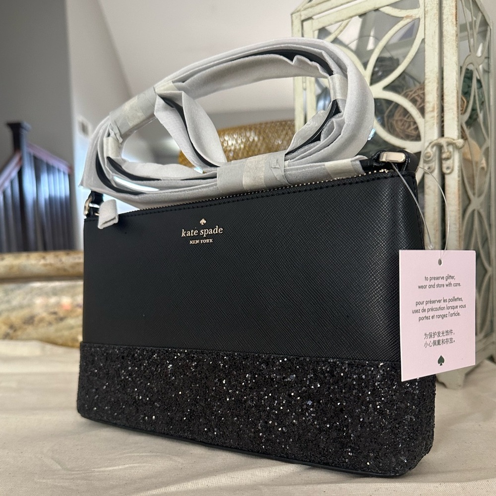 New Kate spade glitter crossbody black